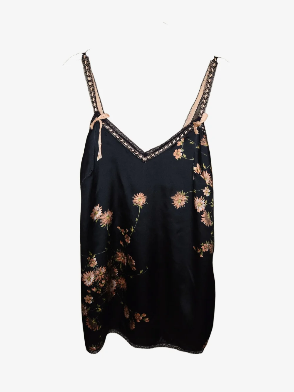 Vintage Christian Dior Black Floral Satin Slip Dress!